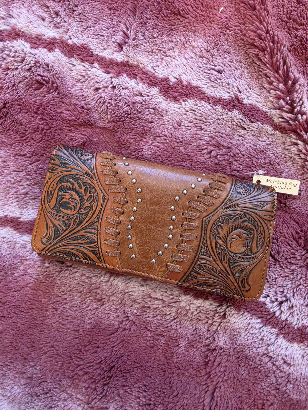 Trinity Ranch Tooled Leather Western Wallet - Brown